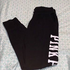 Pink Victoria’s Secret black sweatpants XS